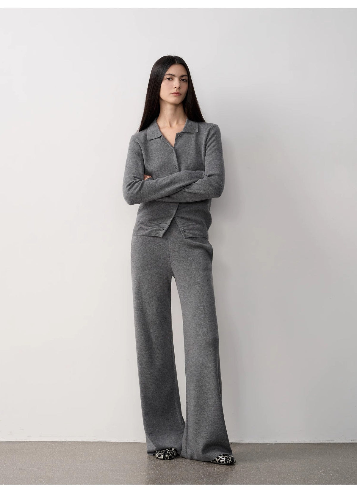 Premium Merino Wool Set – Cardigan & Wide-Leg Trousers