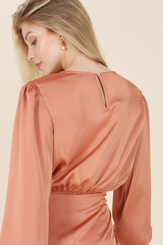 Satin Two-Piece Top & Maxi Skirt Set