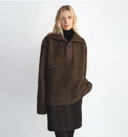 Alpaca & Wool Blend Polo Sweater