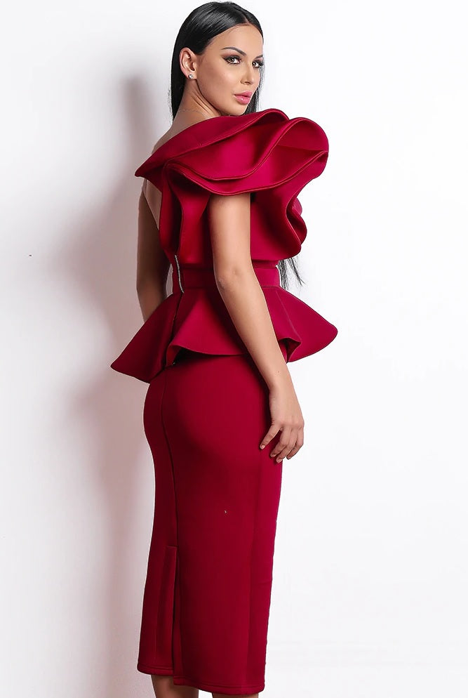 Red Midi Cocktail Dress