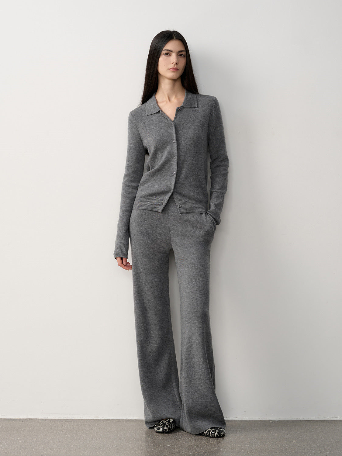 Premium Merino Wool Set – Cardigan & Wide-Leg Trousers