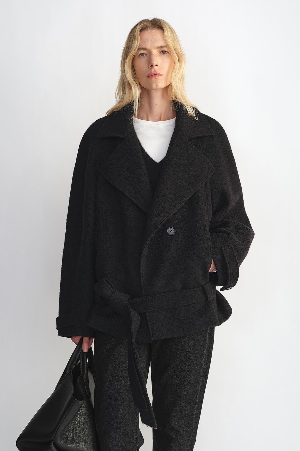 Relaxed Wool-Blend Jacket with Belt