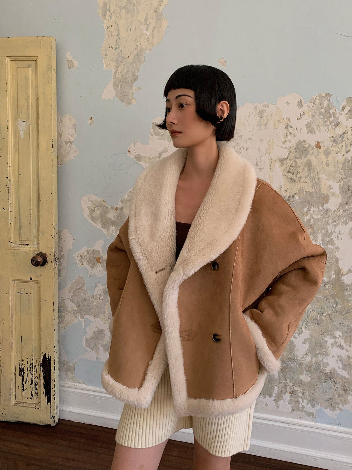 Reversible Faux Shearling Short Jacket