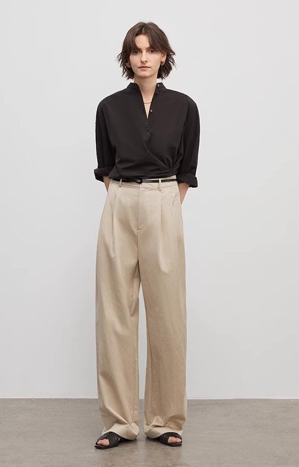 Low-Waist Double-Pleat Trousers