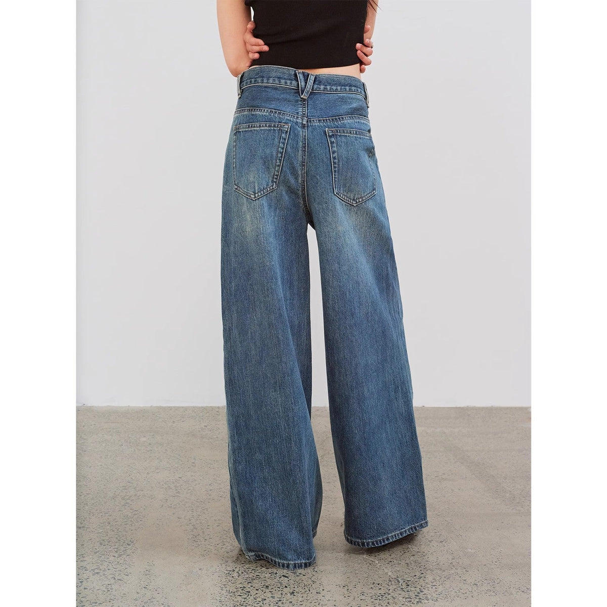 Wide-Leg Cargo Jeans – Blue