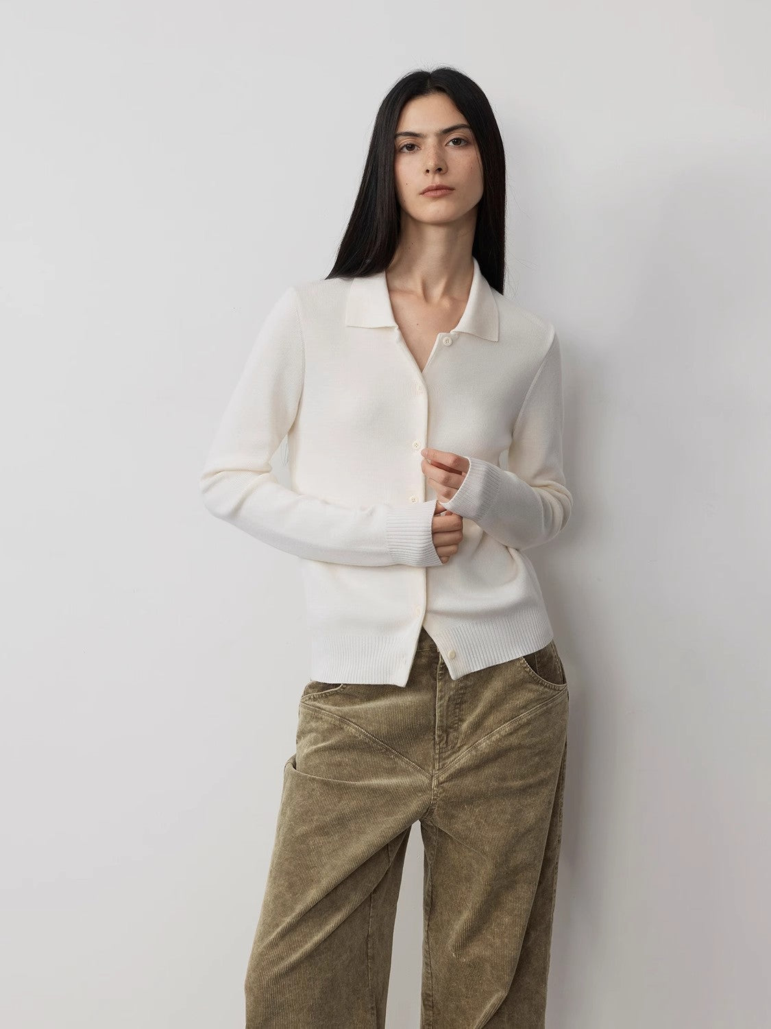 Premium Merino Wool Set – Cardigan & Wide-Leg Trousers