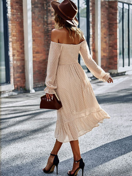 Swiss Dot Smocked Midi Dress | FEMZA