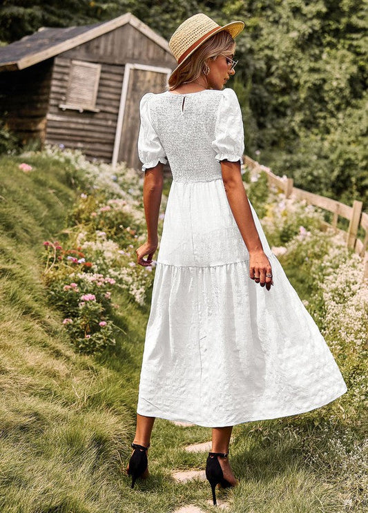 Romantic Smocked Midi Dress