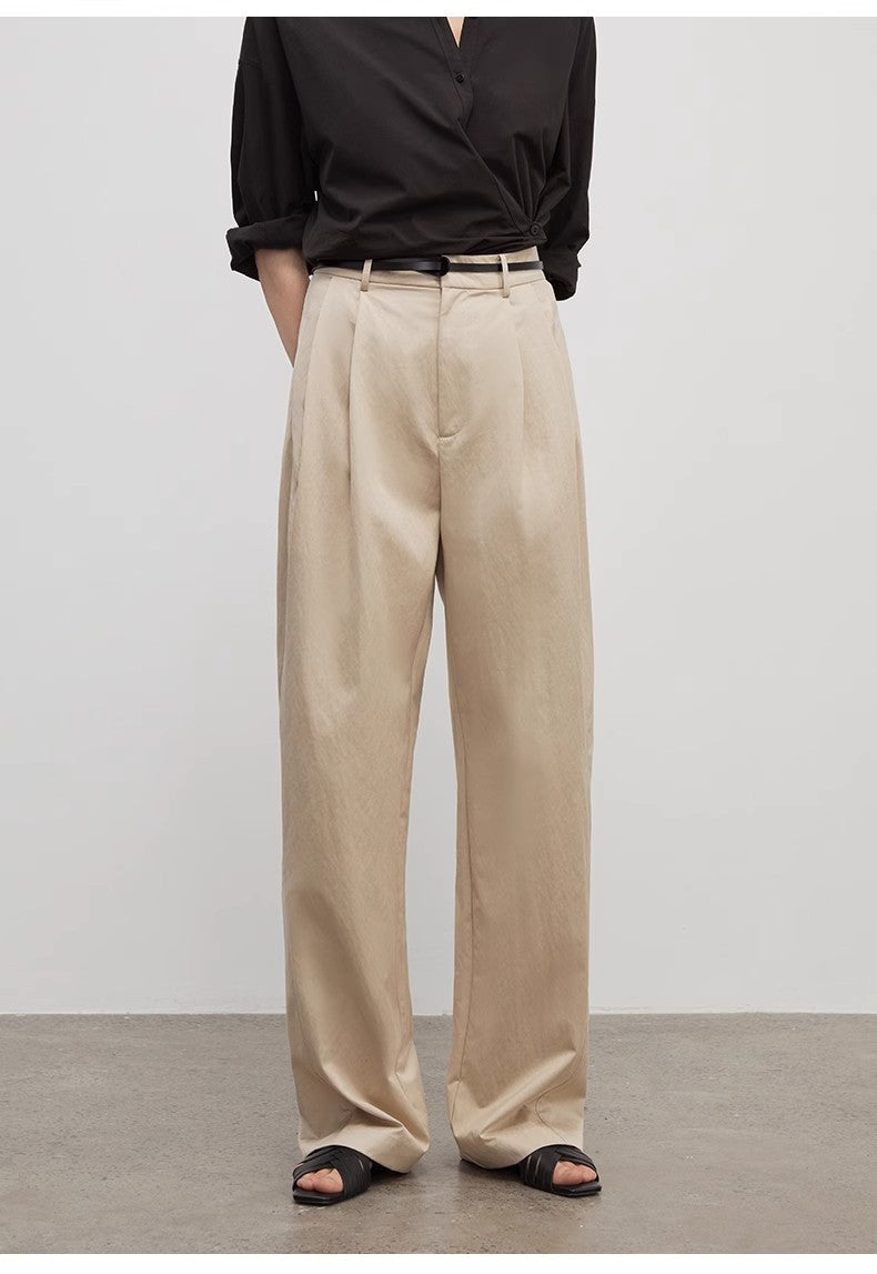 Low-Waist Double-Pleat Trousers