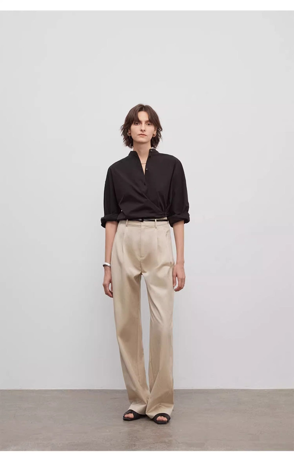 Low-Waist Double-Pleat Trousers