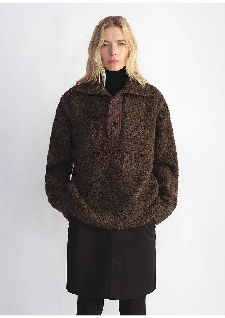 Alpaca & Wool Blend Polo Sweater