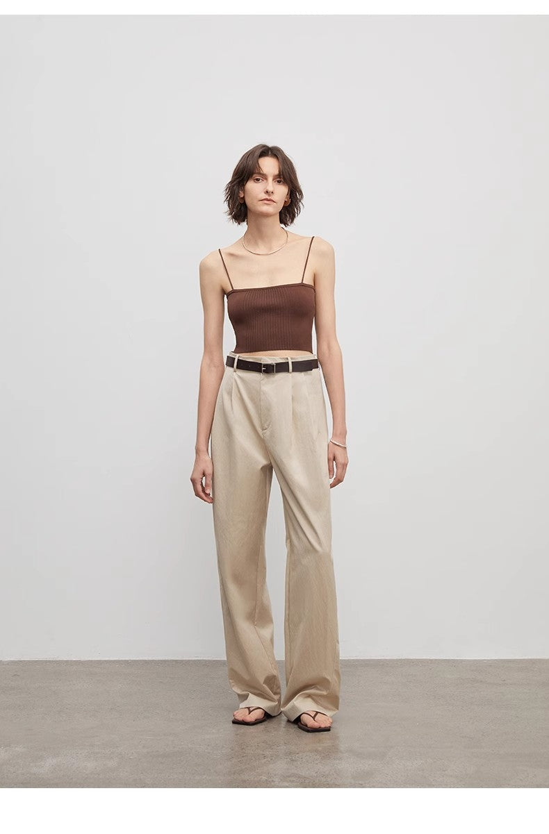 Low-Waist Double-Pleat Trousers