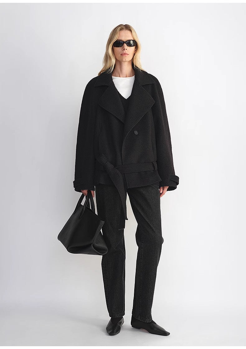 Relaxed Wool-Blend Jacket with Belt