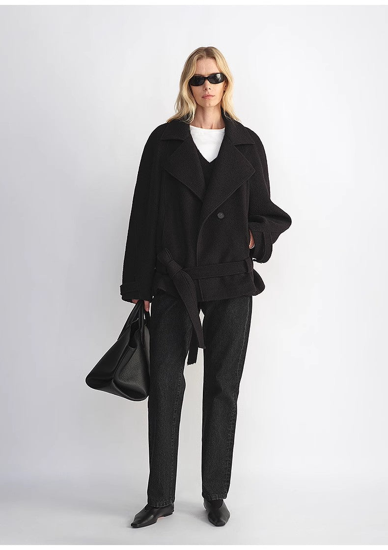 Relaxed Wool-Blend Jacket with Belt