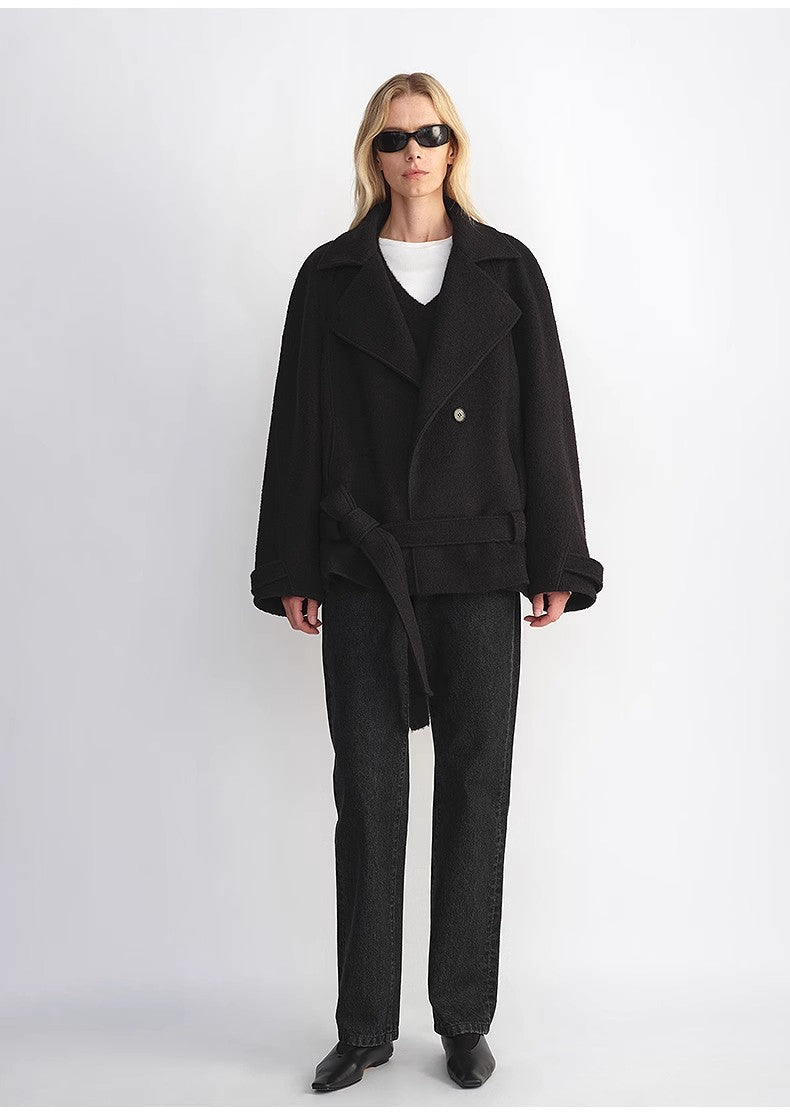 Relaxed Wool-Blend Jacket with Belt