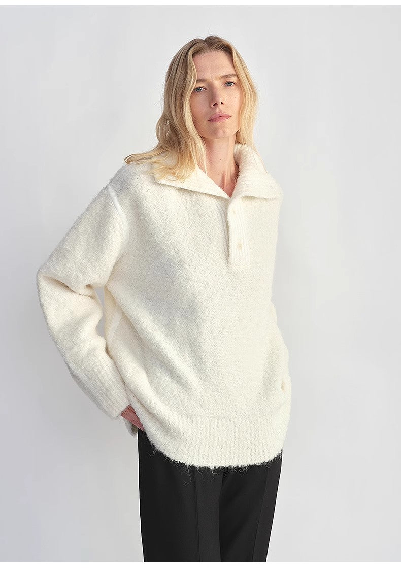 Alpaca & Wool Blend Polo Sweater