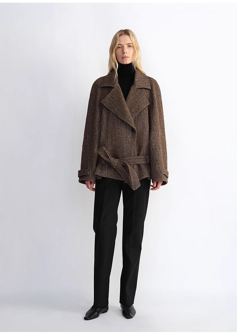 Relaxed Wool-Blend Jacket with Belt