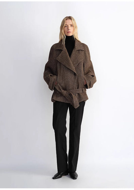 Relaxed Wool-Blend Jacket with Belt