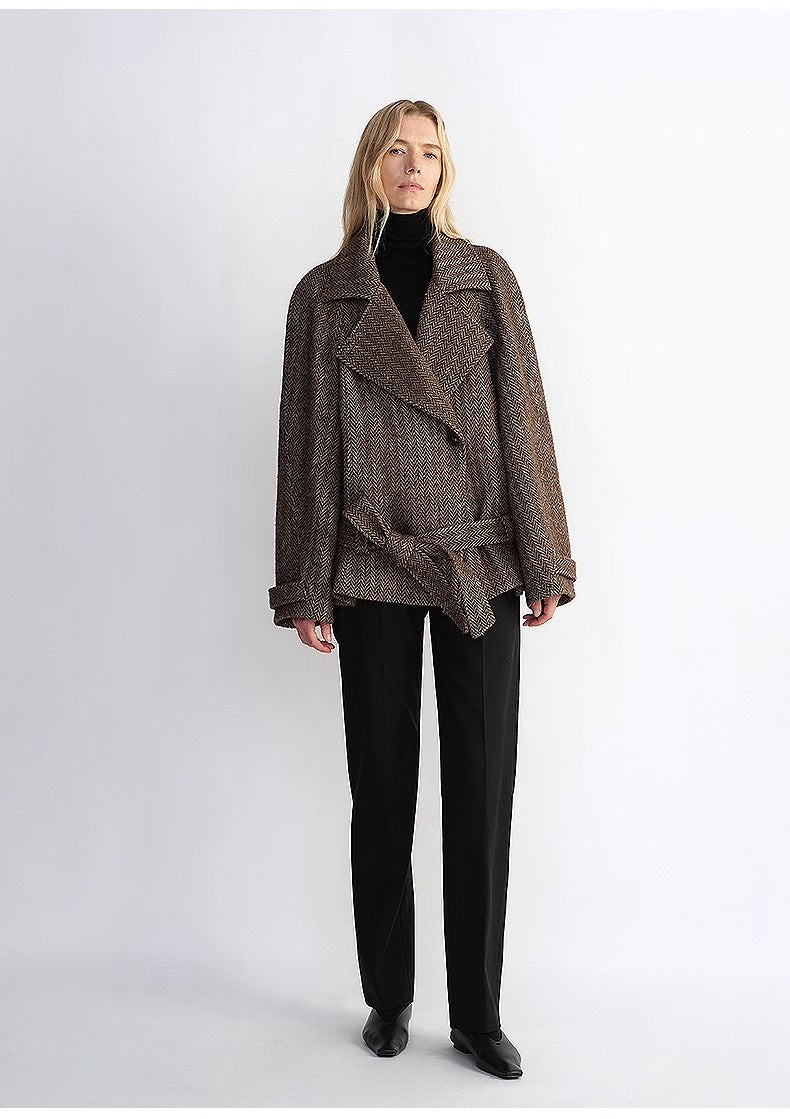 Relaxed Wool-Blend Jacket with Belt