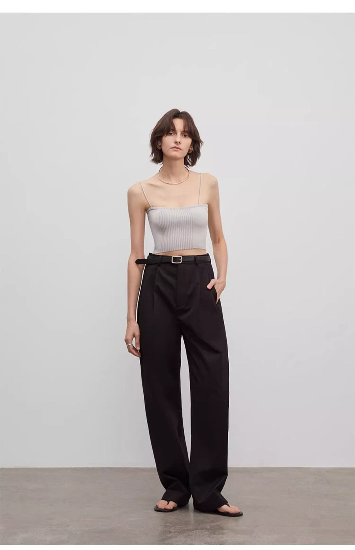 Low-Waist Double-Pleat Trousers