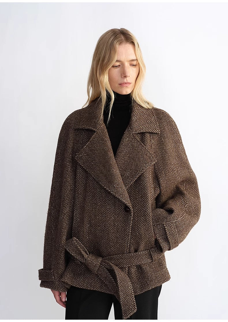 Relaxed Wool-Blend Jacket with Belt
