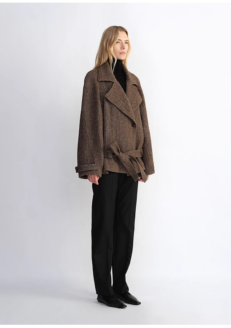Relaxed Wool-Blend Jacket with Belt