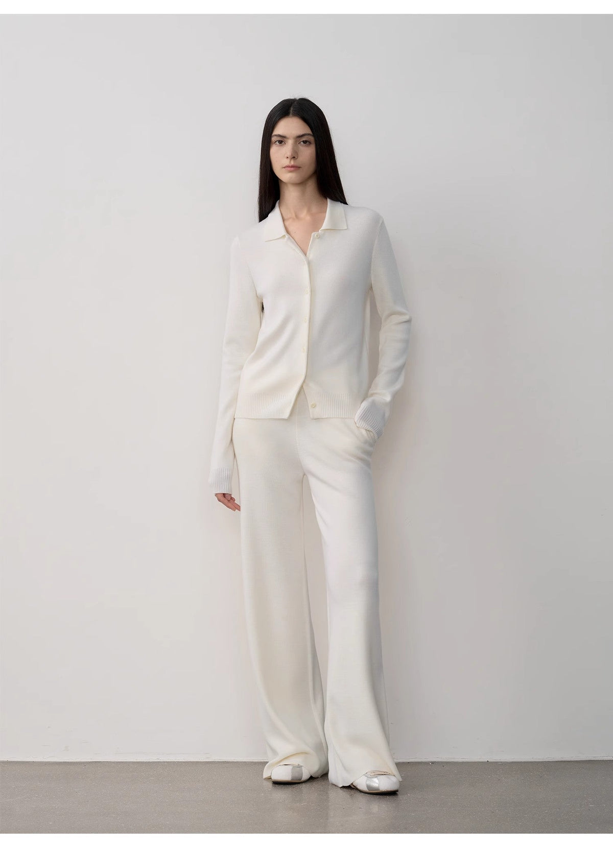 Premium Merino Wool Set – Cardigan & Wide-Leg Trousers