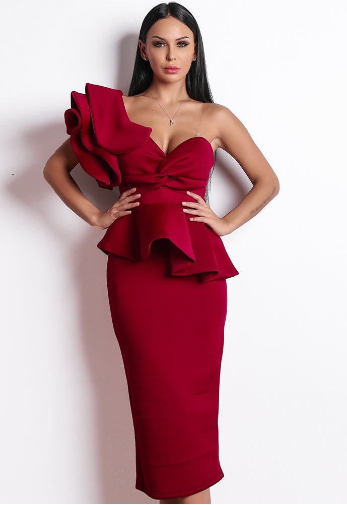 Red Midi Cocktail Dress