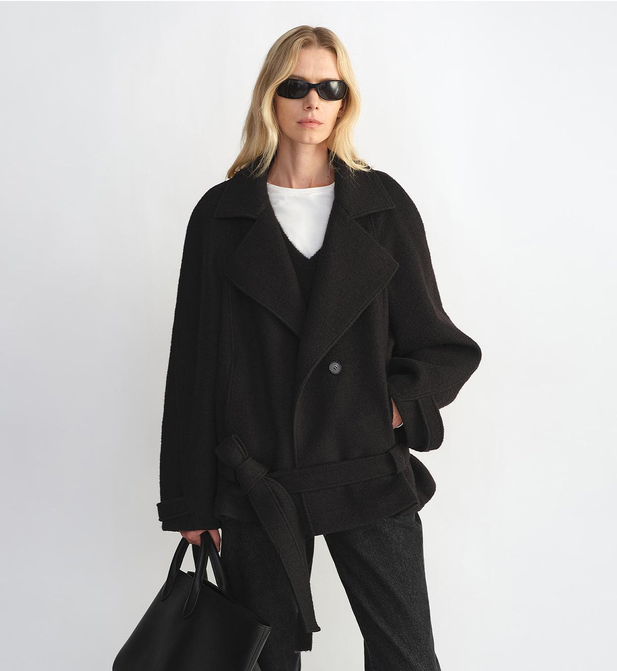 Relaxed Wool-Blend Jacket with Belt