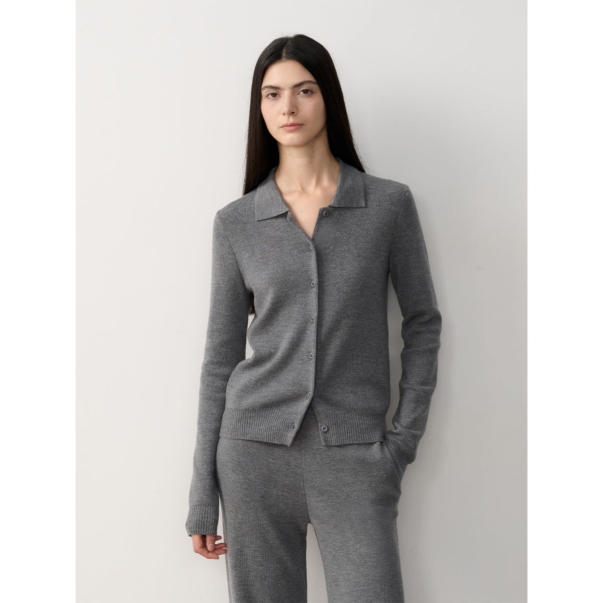 Premium Merino Wool Set – Cardigan & Wide-Leg Trousers