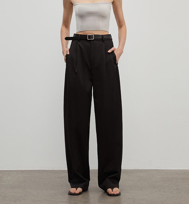 Low-Waist Double-Pleat Trousers