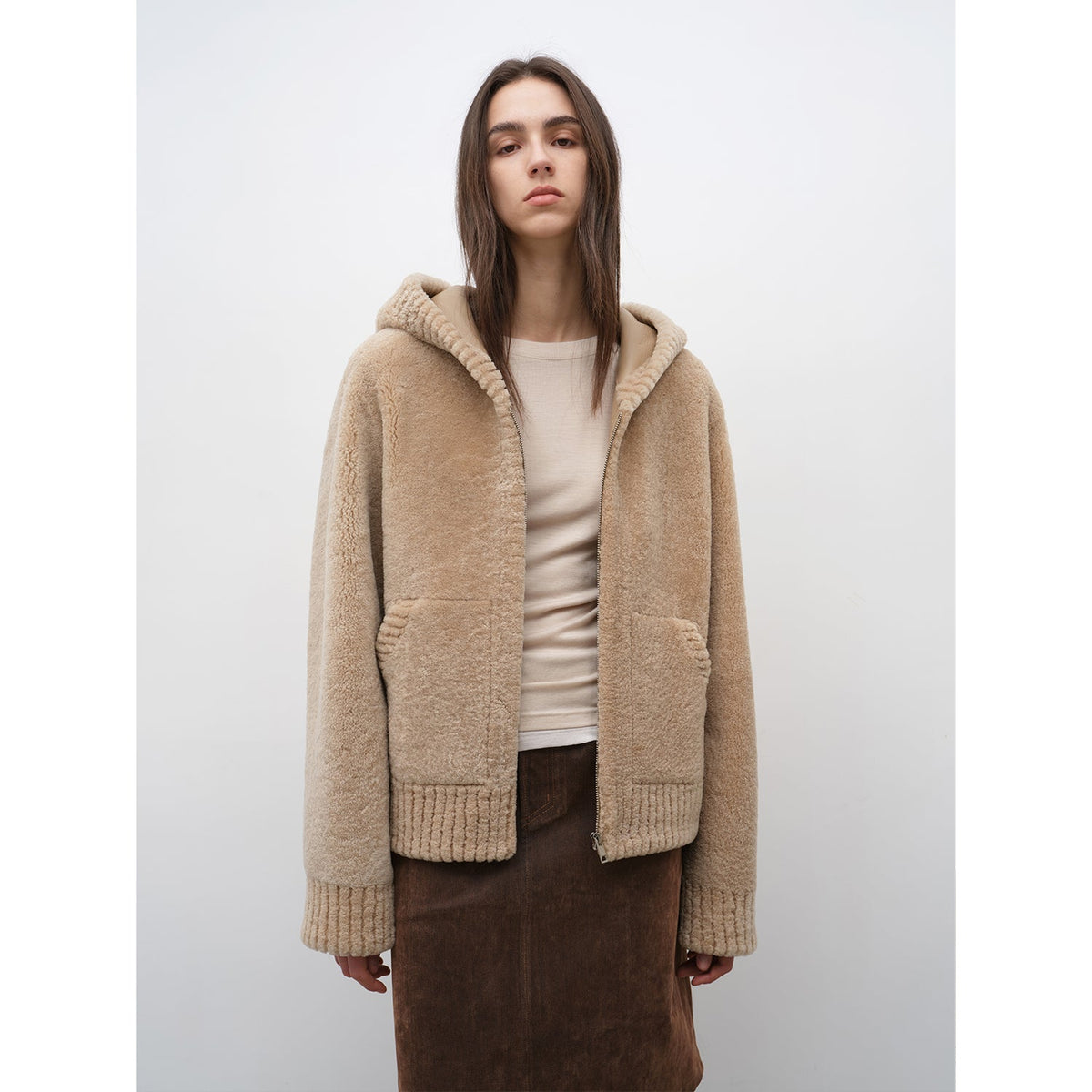 Fireladyfur Women's Hooded Merino Sheepskin Jacket“Bad Boy”