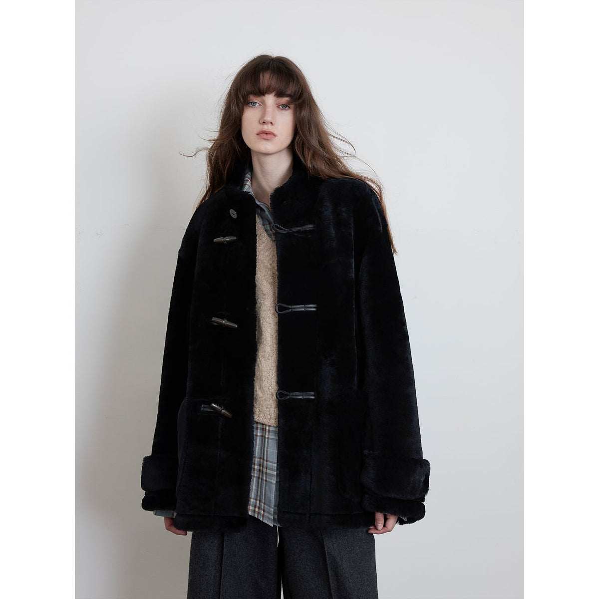 Fireladyfur Women's Long Sheepskin Jacket With Stand Collar“Dreamer”