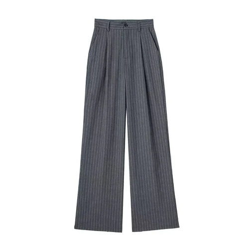 TRAF Women's Formal Pants Office Wear Women Striped Grey Black Pants