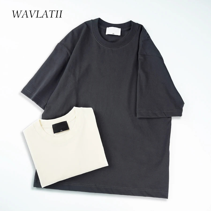 WAVLATII Oversized Summer T shirts for Women Men Brown Casual Female