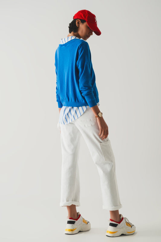 White High-Waisted Cargo Pants