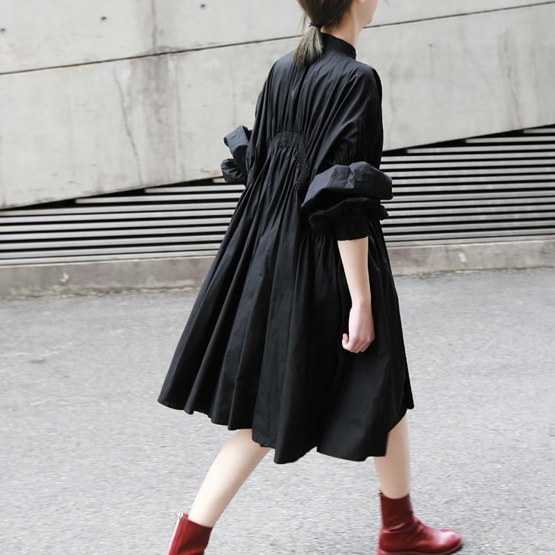 Hotaru Black Pleated Shirt Dress