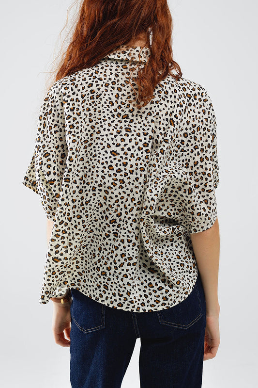 Oversized Leopard Print Short Sleeve Shirt