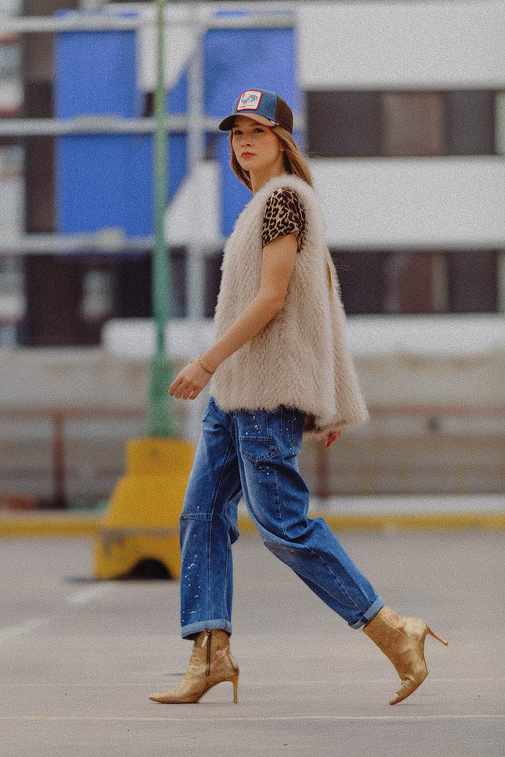 Soft Faux Fur Vest in Beige