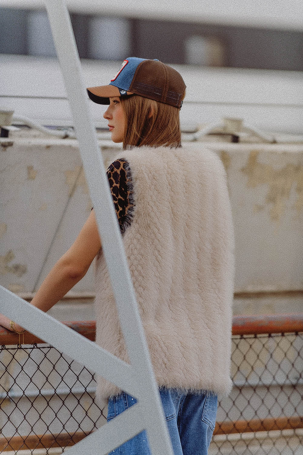 Soft Faux Fur Vest in Beige