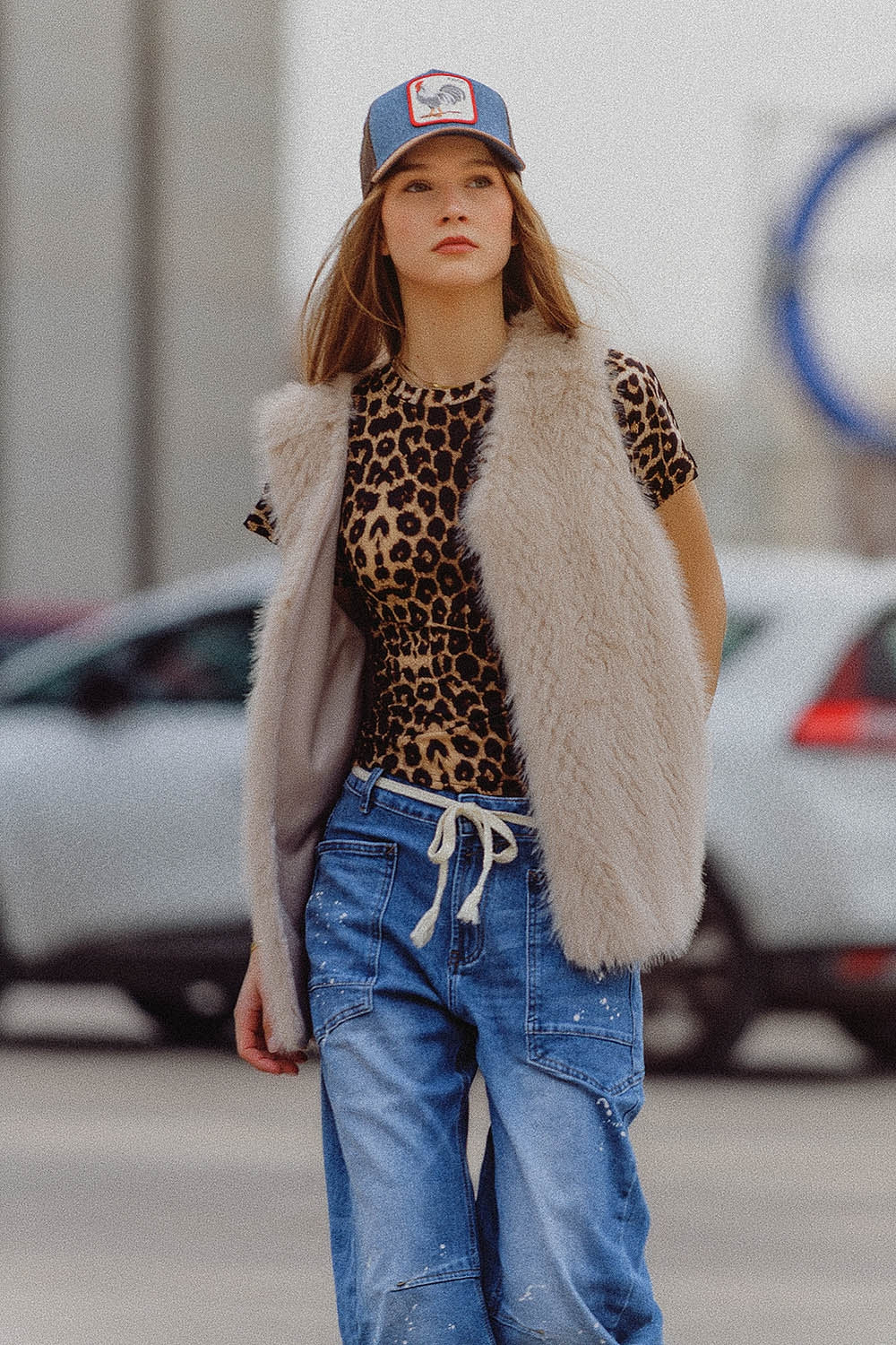 Soft Faux Fur Vest in Beige